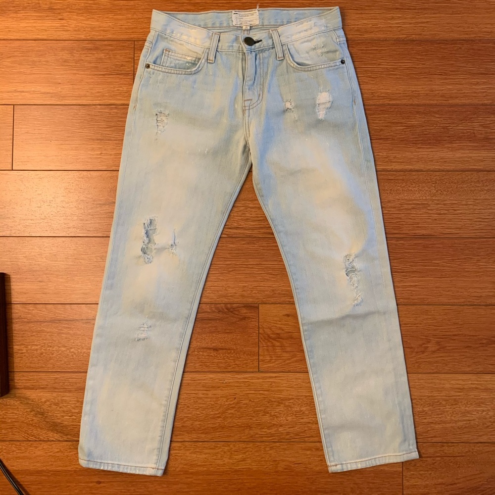 Current/Elliott boyfriend distressed ripped jeans